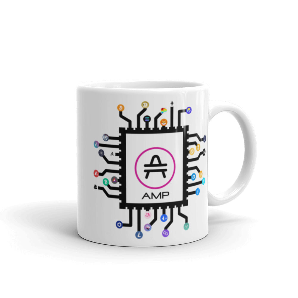 a 11oz AMP Swagg CPU mug in white