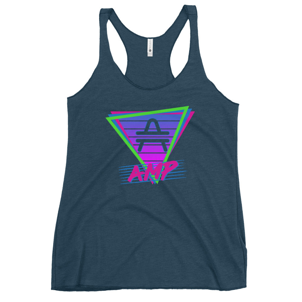 an AMP Swagg Retro Vice Night Racerback Tank in vintage indigo