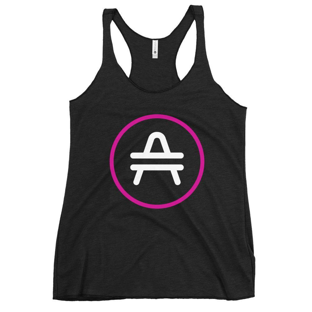 AMP Token Stenciled Alt-logo Racerback Tank in black on display