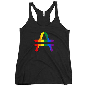 AMP Token Inverse PRIDE Racerback Tank in black on display